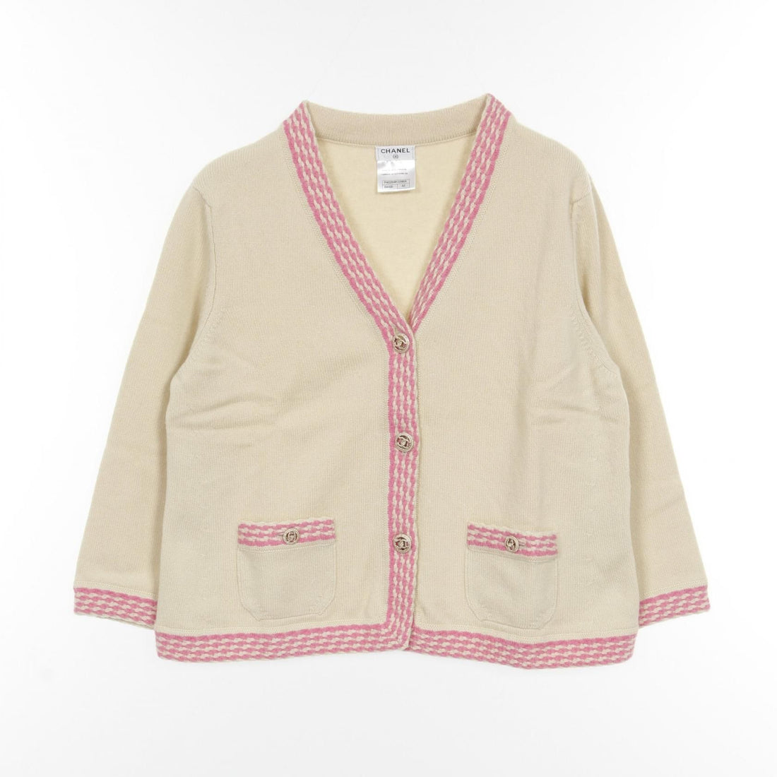 Chanel Beige Pink Cardigan Cashmere P 40294k 02905