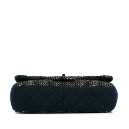 Chanel Small Jersey Tweed Flap Blue