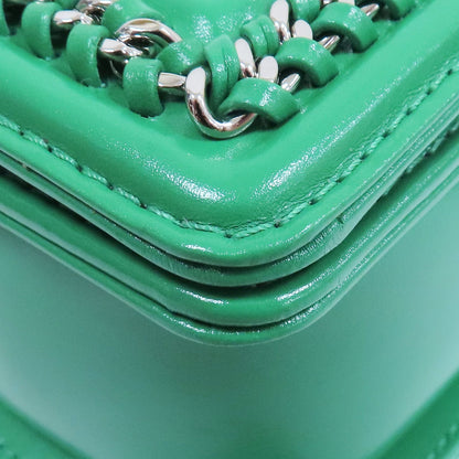 Chanel Matelasse Boy 25 Shoulder Bag Calfskin Green Sliver Tone Metal