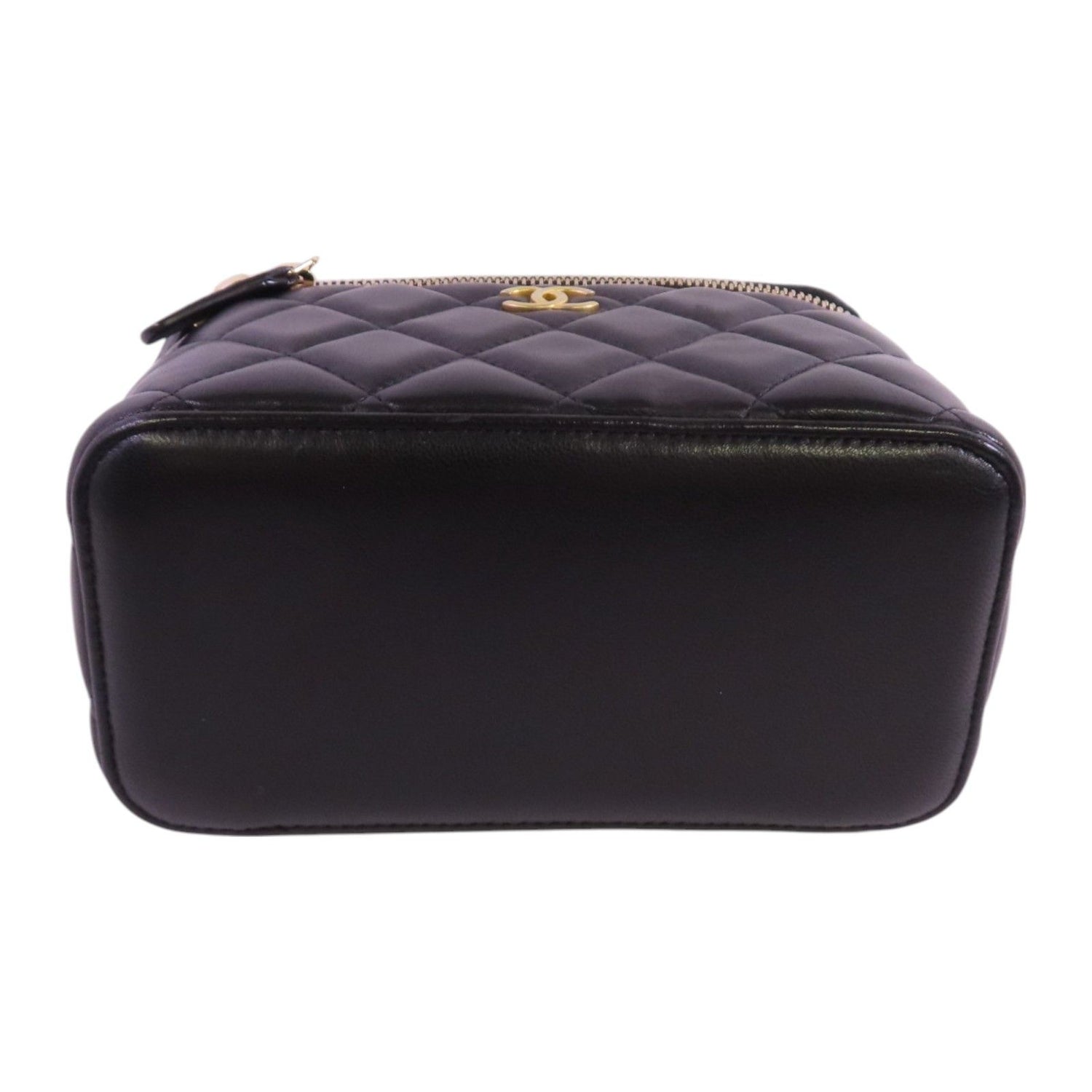 Chanel Black Sheepskin Leather Vanity Case Hand-handed Shoulder Bag 2way Shoulder Bag Lambskin (sheep Leather)