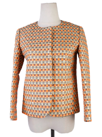 Excellent Red Valentino Geometric Jacket Orange Beige Size S
