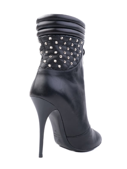 Giuseppe Zanotti Black Leather Quilted High-Heeled Ankle Boots