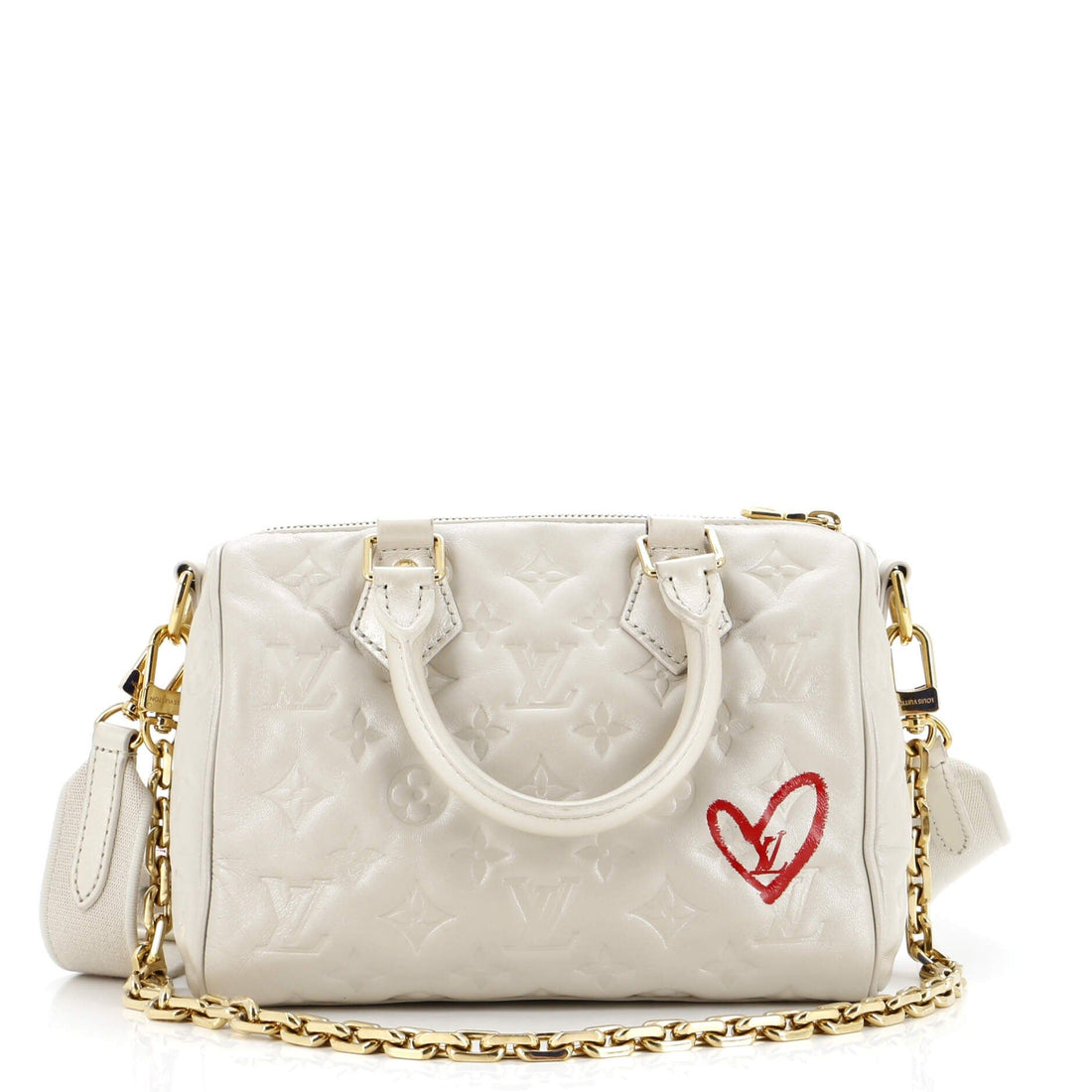 Louis Vuitton Speedy Bandouliere Bag Limited Edition Fall In Love Monogram Embossed Lambskin 22