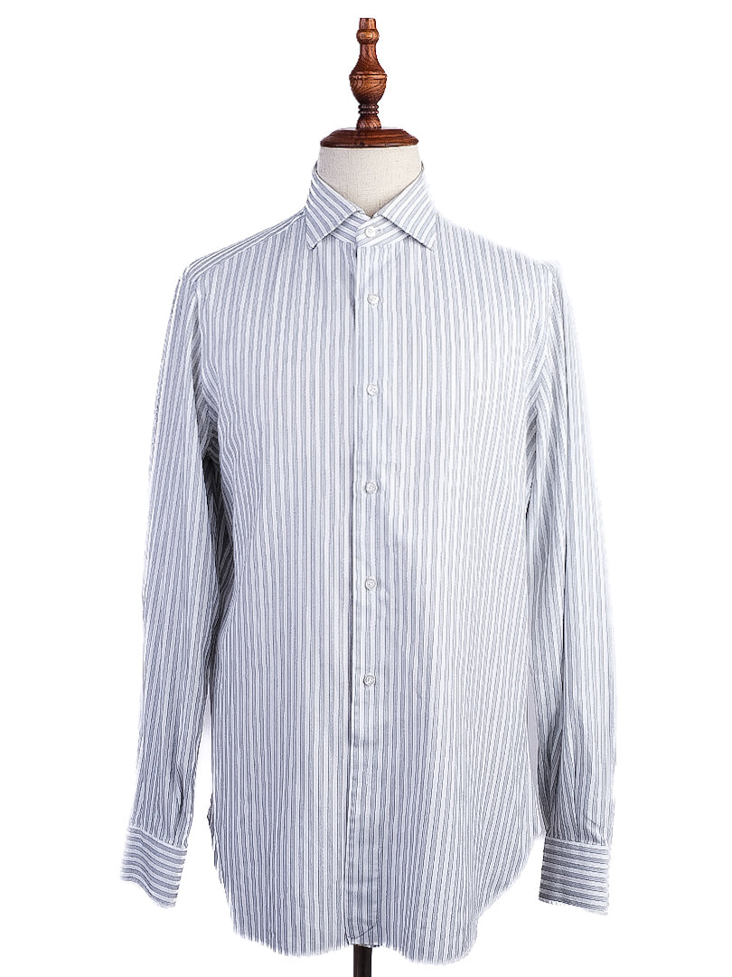Excellent Isaia Striped Long-Sleeve Shirt Size L Cotton Blend