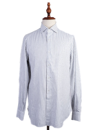 Excellent Isaia Striped Long-Sleeve Shirt Size L Cotton Blend