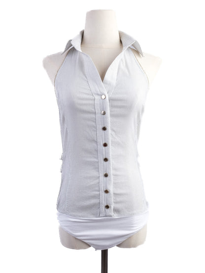 Excellent Elisabetta Franchi White Sleeveless Blouse Size 42