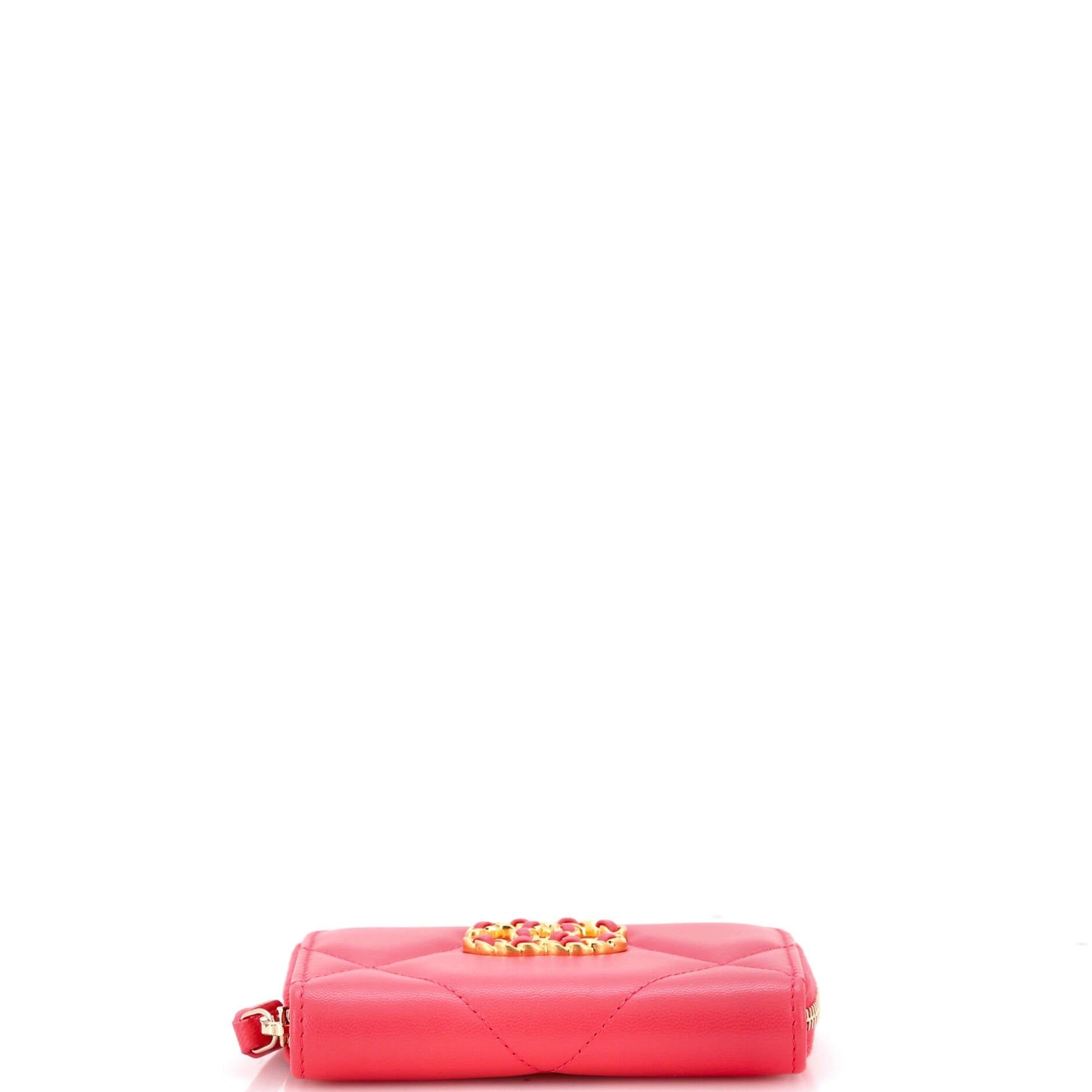 Chanel Pink Zip Coin Purse Quilted Leather