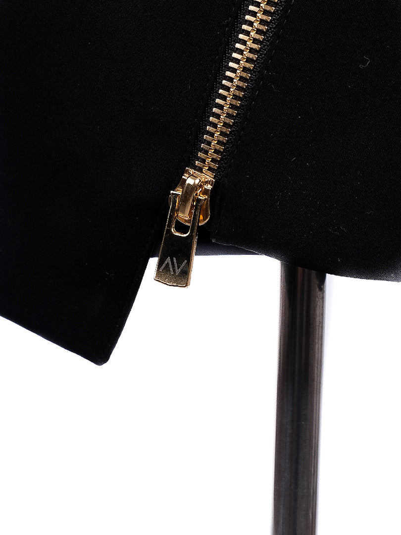 Excellent Alexandre Vauthier Black Skirt Size S with Diagonal Zipper