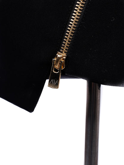 Excellent Alexandre Vauthier Black Skirt Size S with Diagonal Zipper