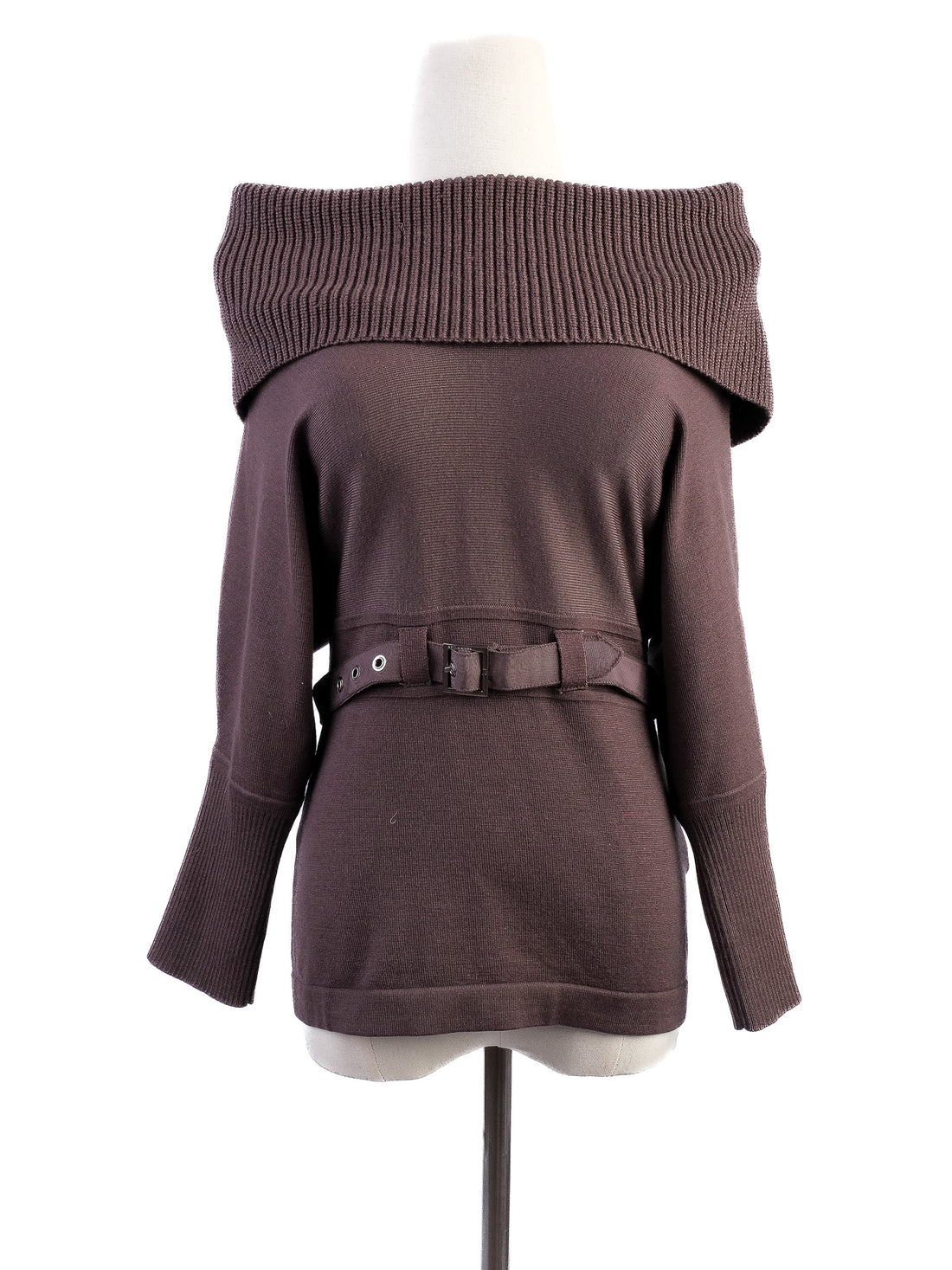 Excellent Karen Millen Orange Wool Sweater Size XS Off-Shoulder