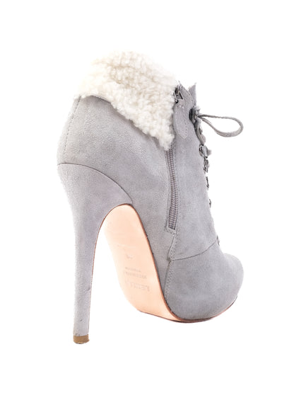 Excellent Lesilla High-Heeled Leather Ankle Boots Blue Size 39