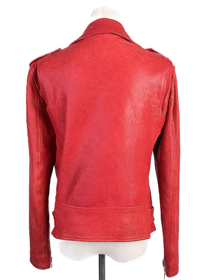 Ermanno Scervino Red Leather Biker Jacket Women&