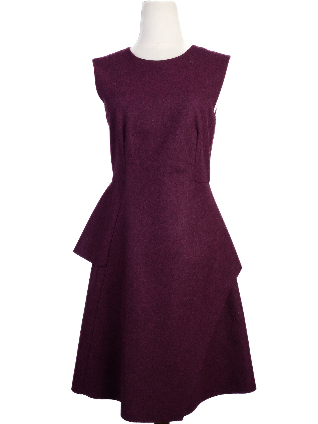 Excellent Sportmax Purple Wool Dress Size S with Peplum Detail