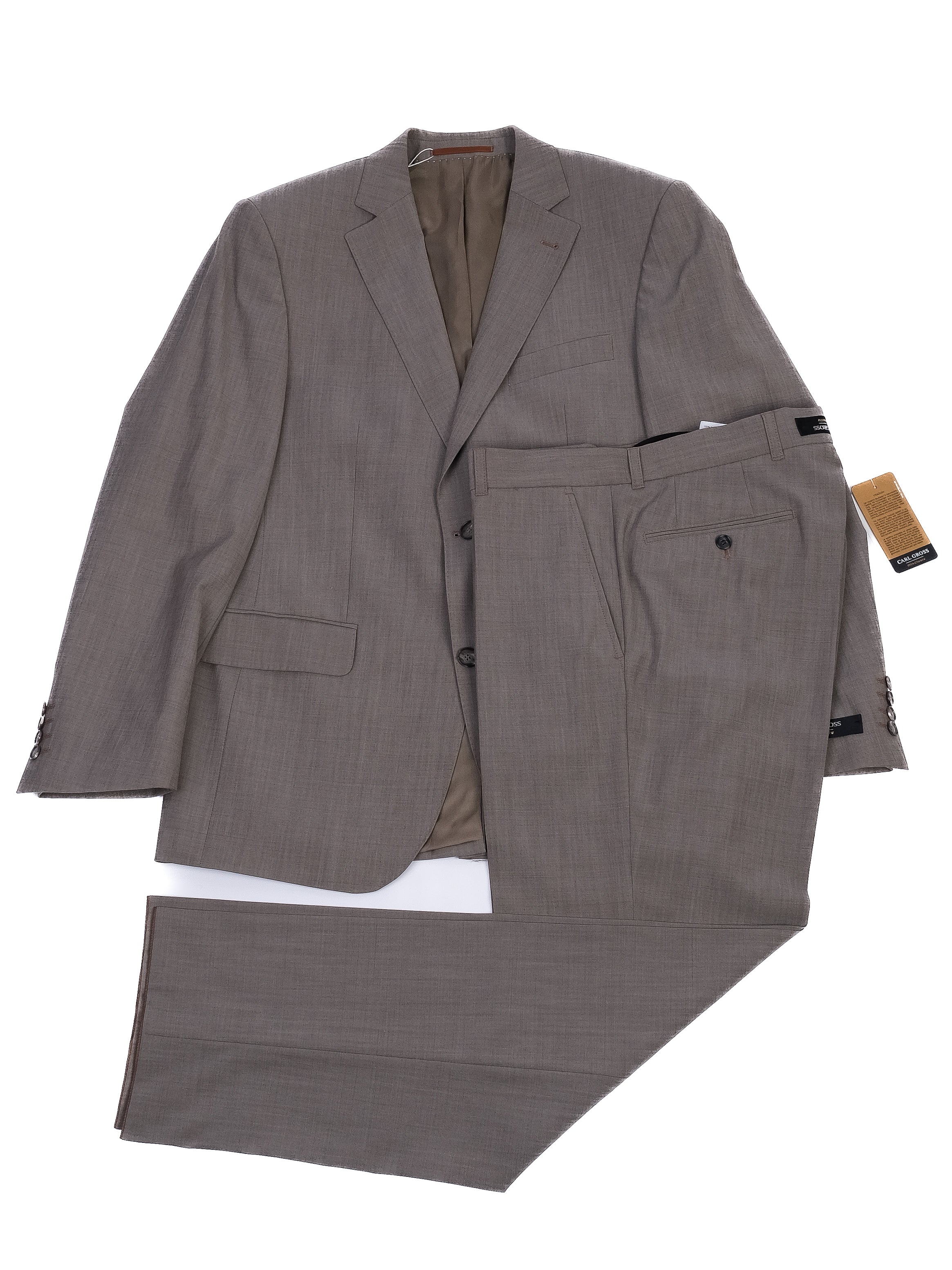 NEW Carl Gross Light Gray Wool MenÕs Suit Size XL