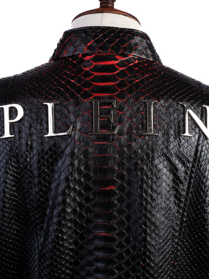 Perfect Phillipp Plein Black Textured Leather Jacket Size XL