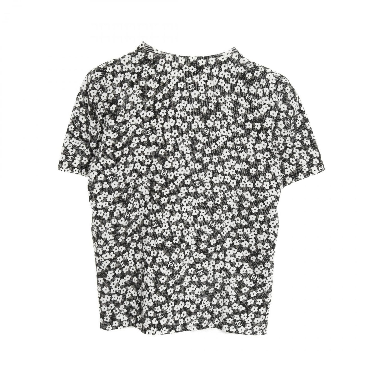 Chanel Gray White Coco Mark T-shirt Cotton P 77924