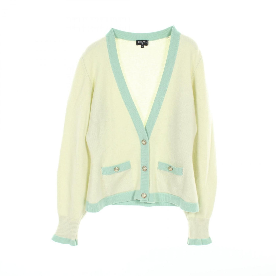 Chanel Green Coco Mark Button Cardigan Cashmere P 75050k 10747