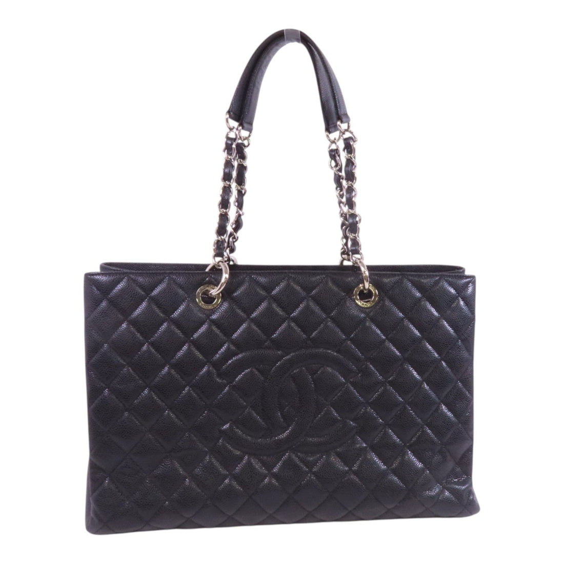 Chanel Black Cowhide Leather Gst Silver Crosshair Shoulder Bag Calfskin (cowhide)