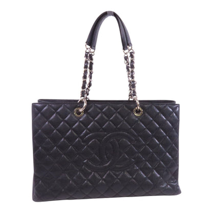 Chanel Black Cowhide Leather Gst Silver Crosshair Shoulder Bag Calfskin (cowhide)