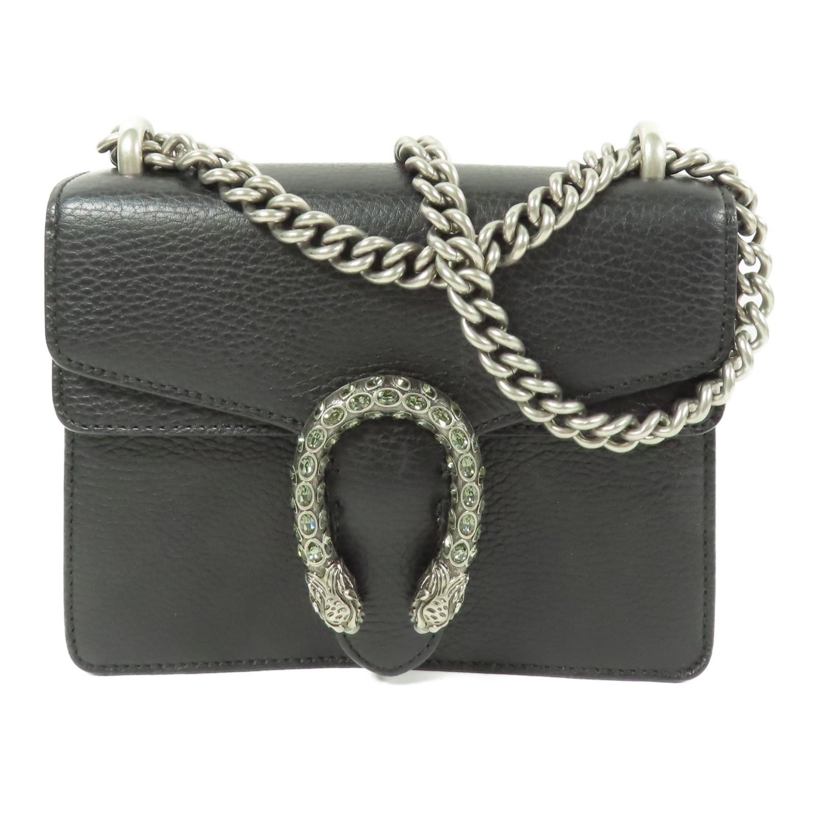 Gucci Cowhide Leather Dionysus Silver Shoulder Bag Black Calfskin (cowhide) 421970 Caogn 8176