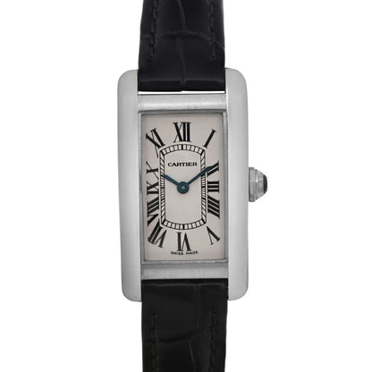 Cartier Tank Americaine 28 Mm X 19 Mm 18K White Gold Silver Dial Watch W2601956
