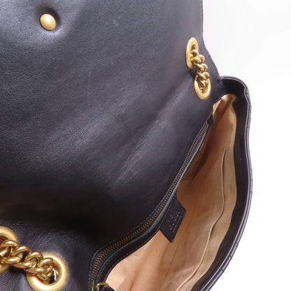 Gucci Cowhide Leather Gg Marmont Gold Cross Shoulder Bag Black Calfskin (cowhide) 443496