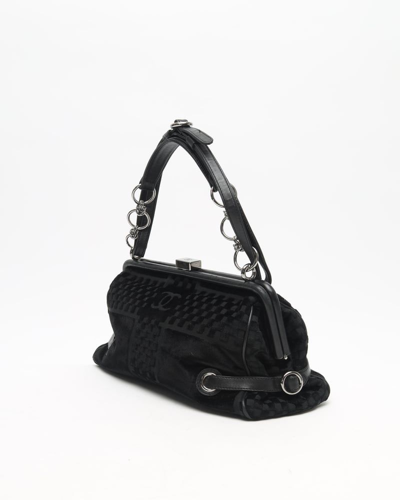 Chanel CC Checkered Velvet Shoulder Bag