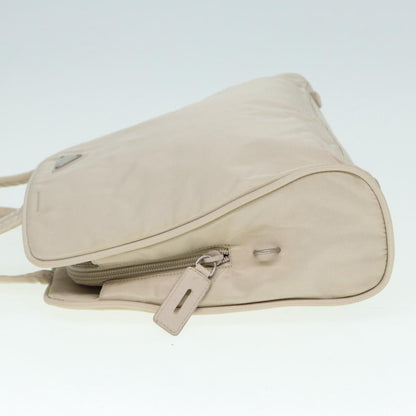 Prada Hand Bag Nylon Beige Silver Auth