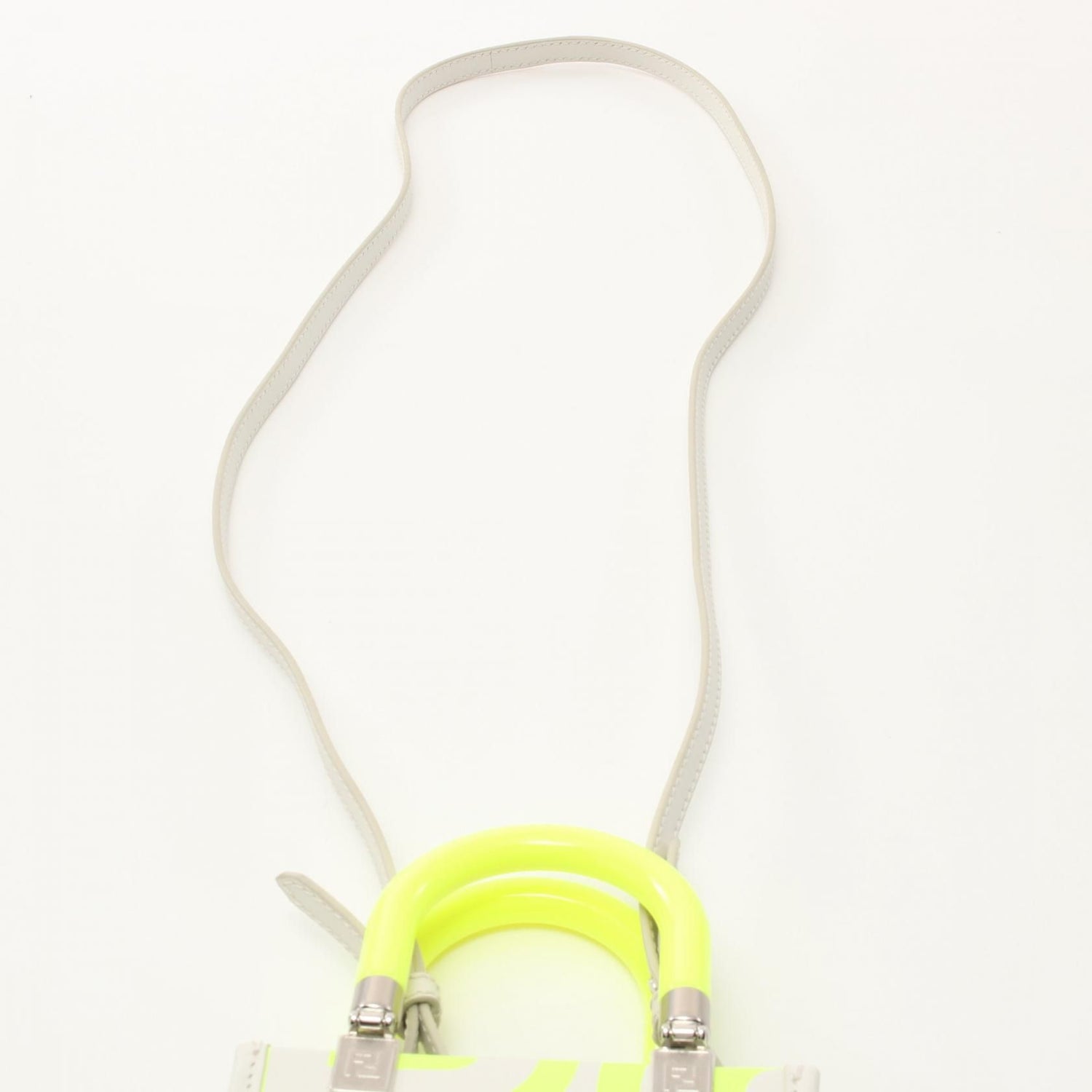 Fendi X Marc Jacobs Sunshine Shopper Mini Handbag White Yellow Leather 8bs 051