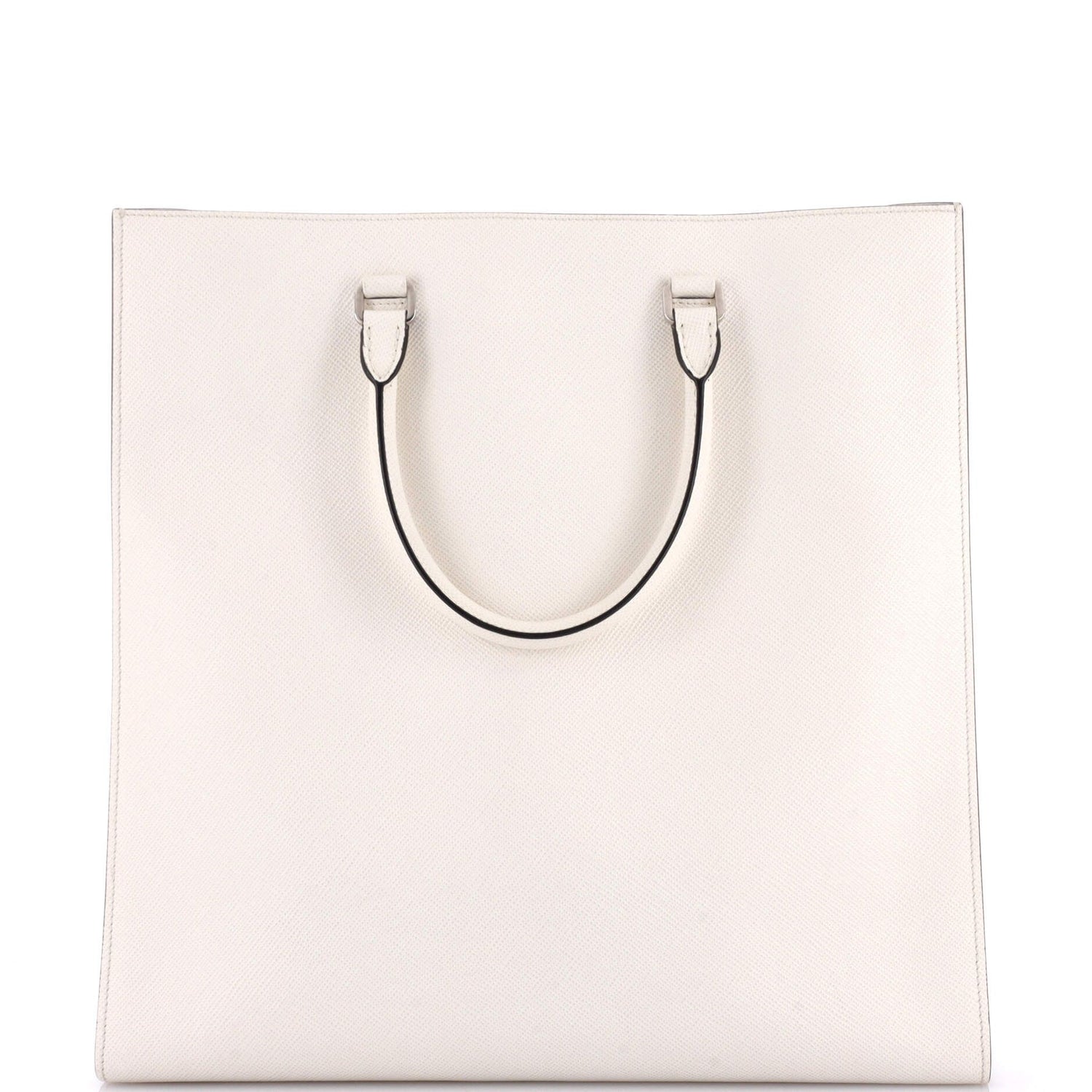 Triangle Logo Convertible Open Tote Saffiano Leather Large