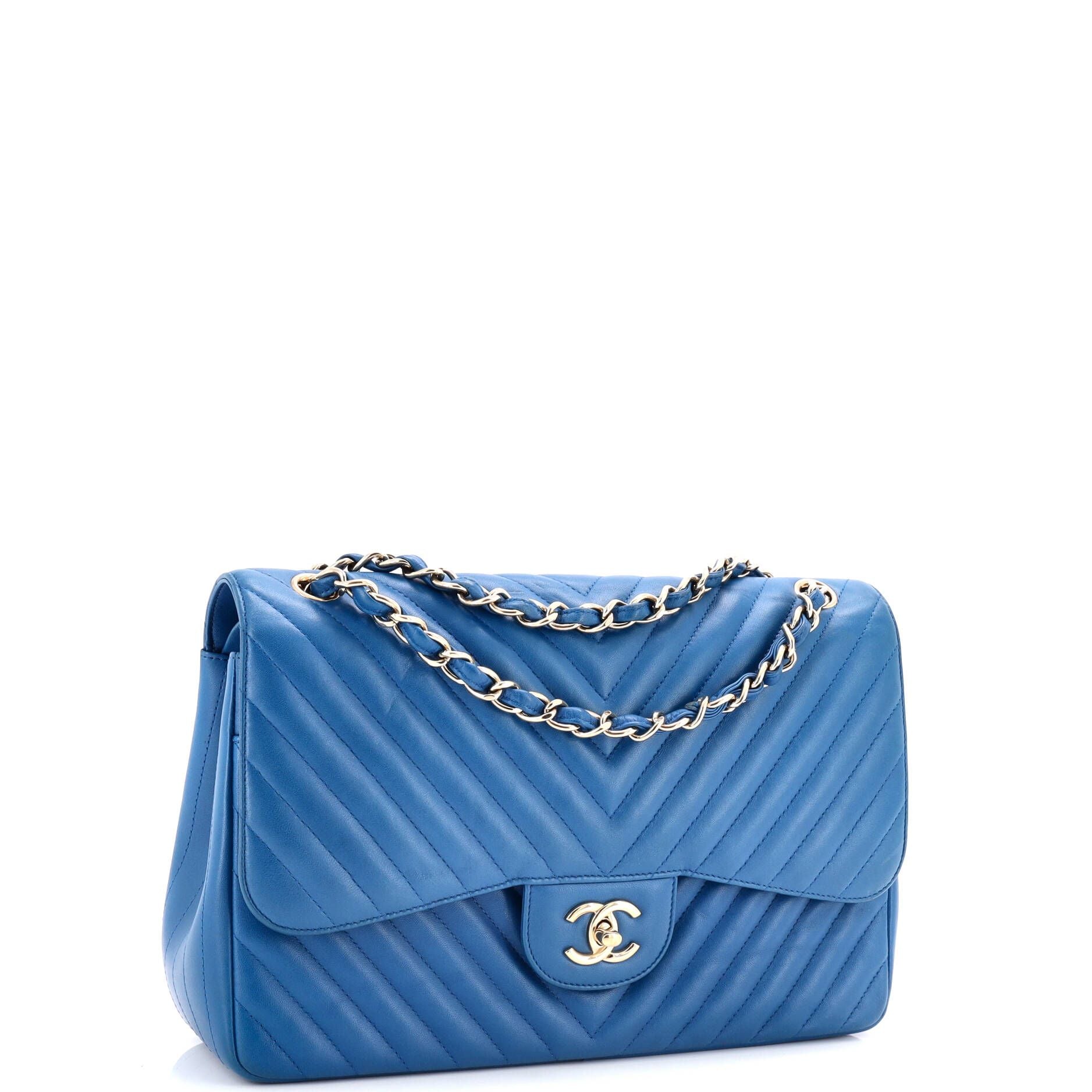 Chanel Classic Double Flap Bag Chevron Lambskin Jumbo