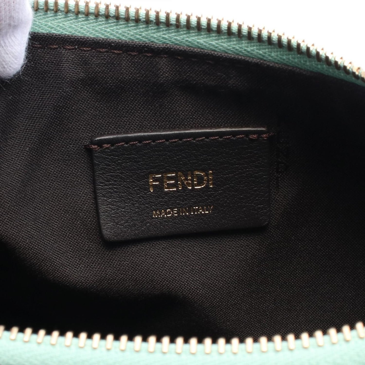 Fendi Handbag Green Leather 8br 798