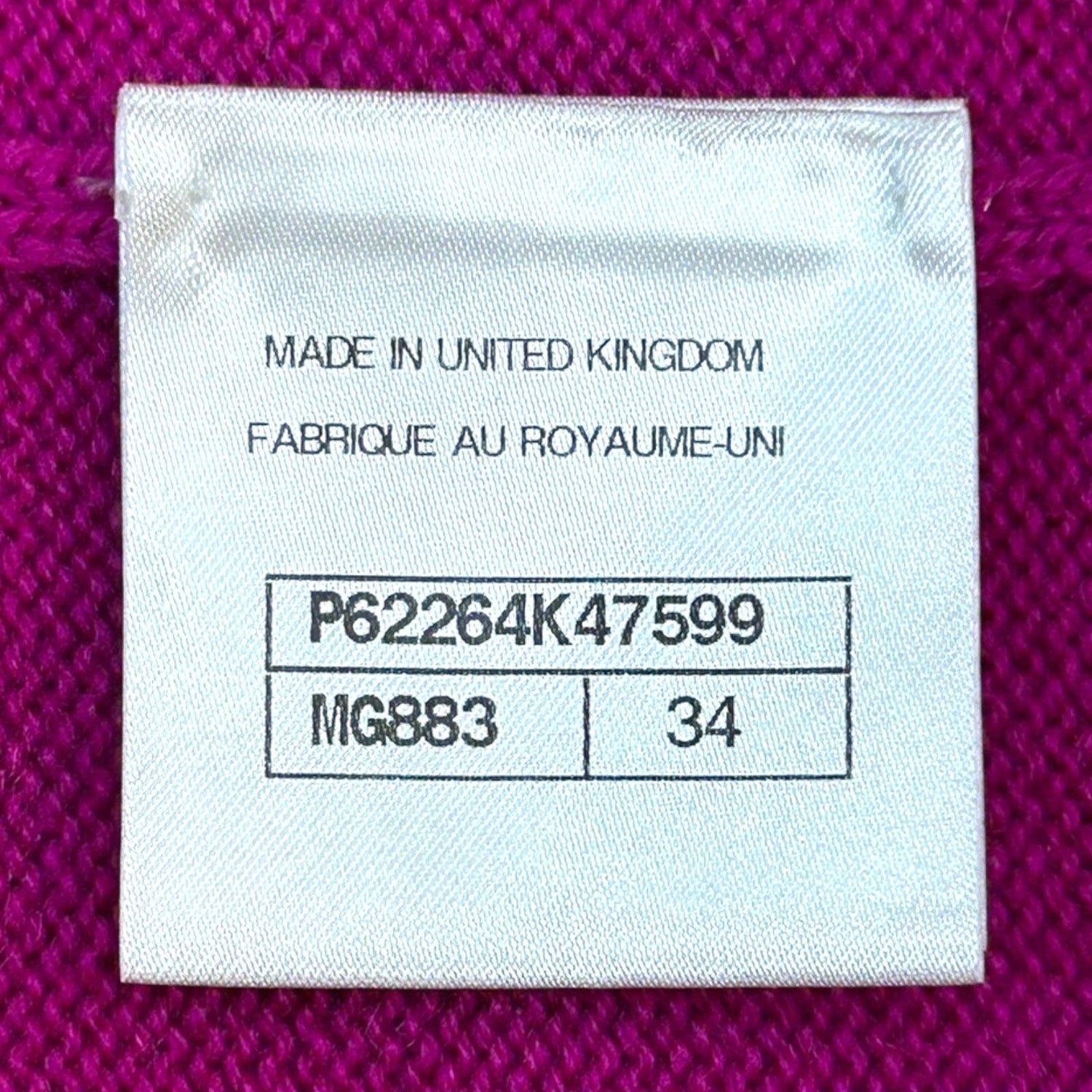 Chanel Cashmere Cardigan Purple White Pink 34