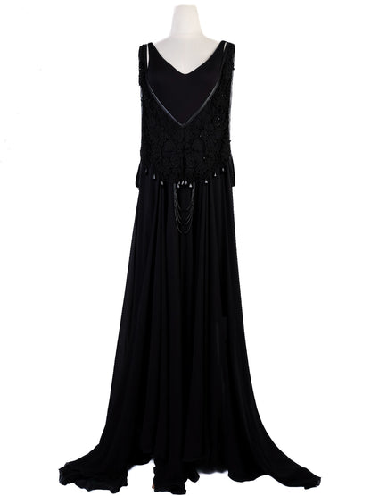 Augustin Teboul Black Sleeveless Gown XS Elegant Embellishments