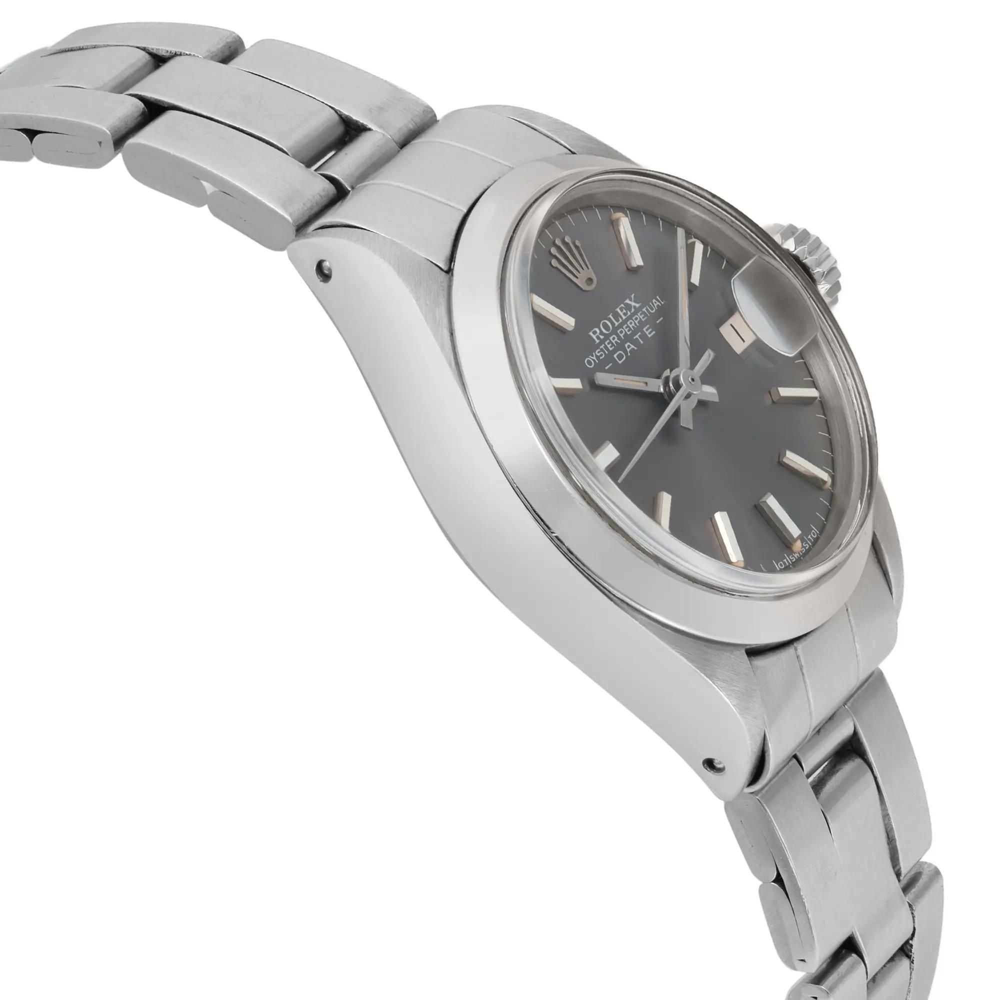 Rolex Perpetual Date 26mm Steel Slate Dial Ladies Automatic Watch 6916