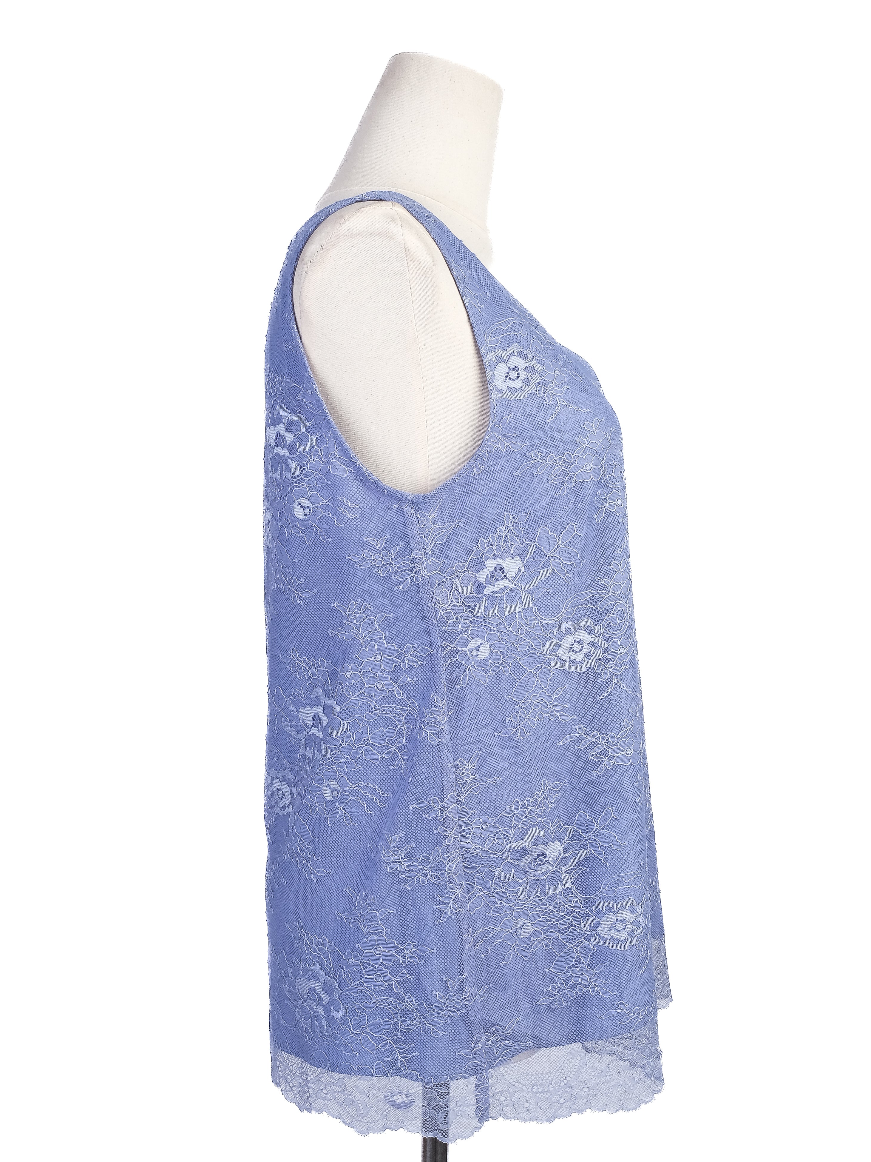 Excellent TWINSET Sleeveless Blue Lace Top Size S Floral V-Neck