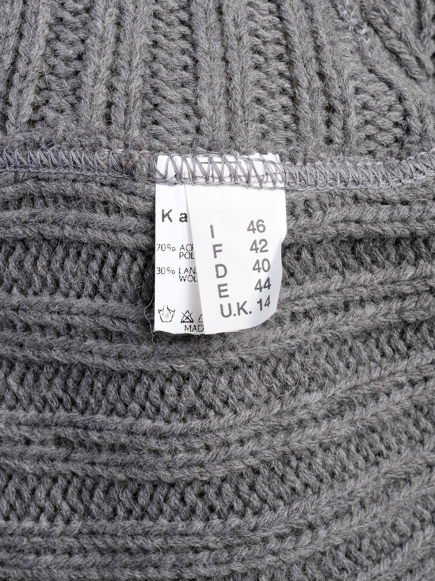 Excellent Kali Orea Gray Wool Sweater with Fur Collar Size M