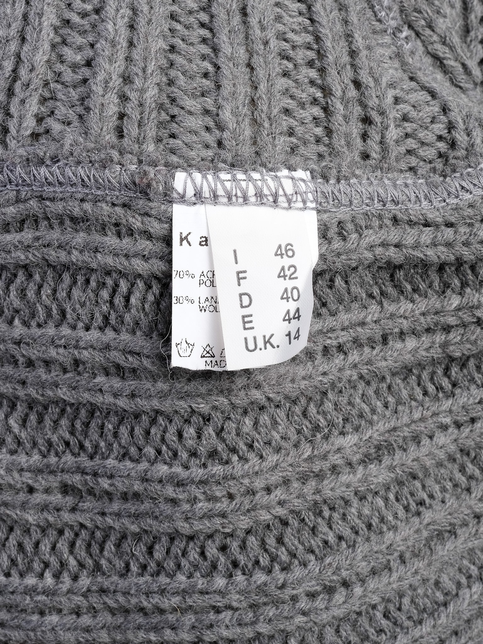 Excellent Kali Orea Gray Wool Sweater with Fur Collar Size M