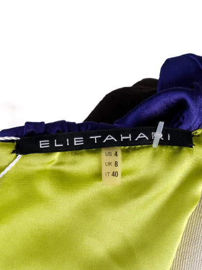 Elie Tahari WomenÕs Sleeveless Dress M Wool Black Blue Multicolor Hem