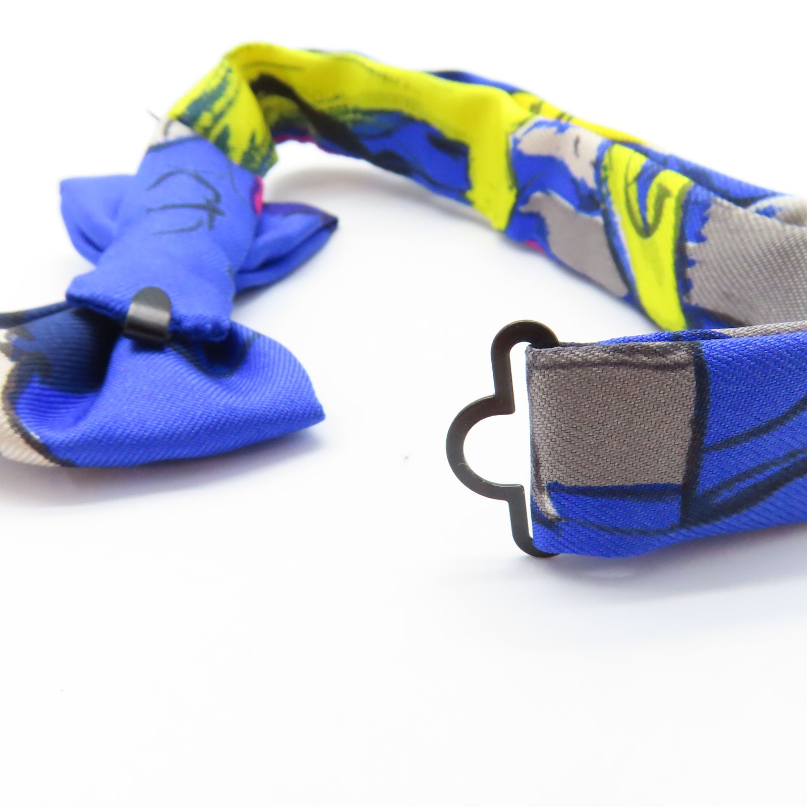 Hermes Silk Mini Ribbon Bow Blue Tie Blue Silk