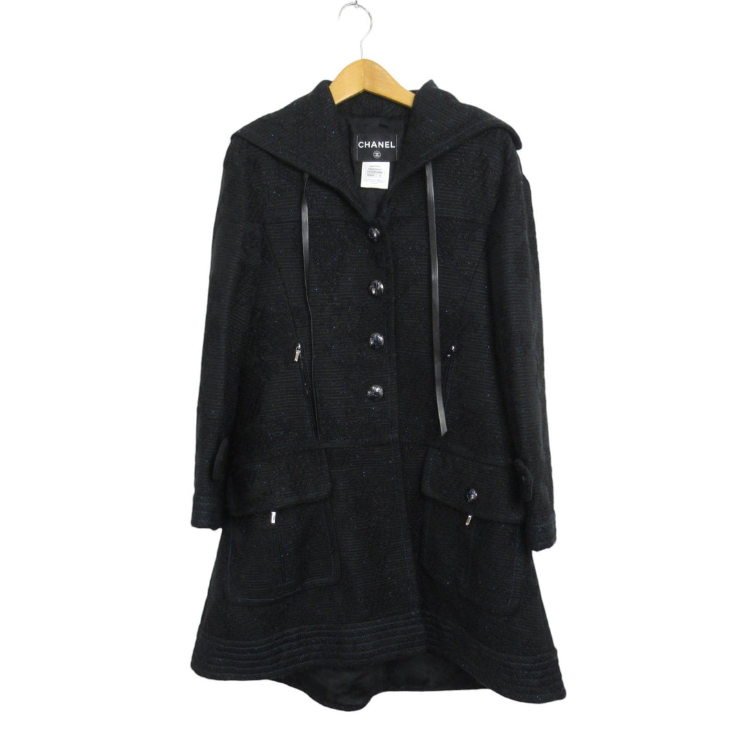 Chanel Black Acrylic Windbreaker Coat P 47025v 34989 