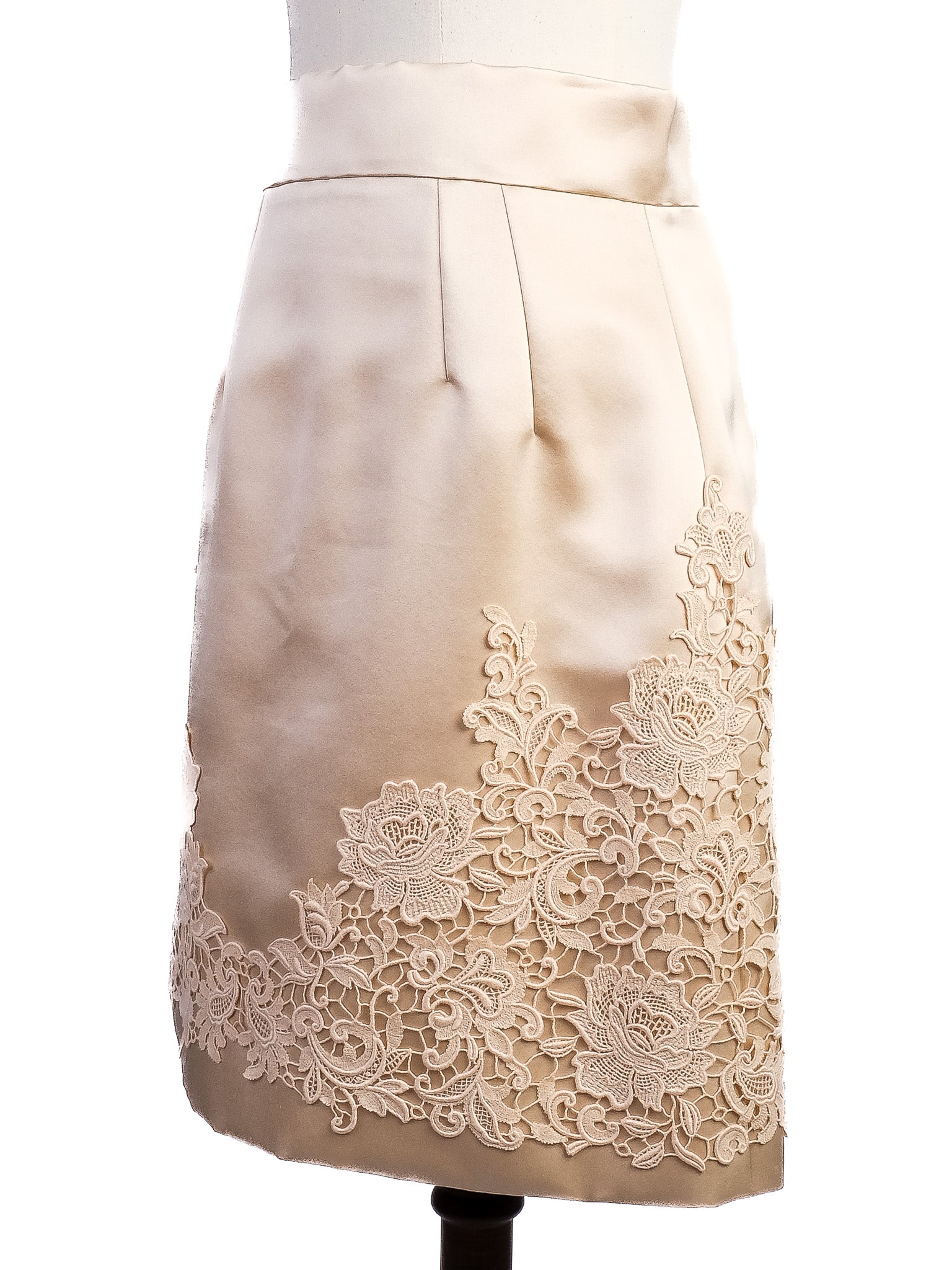 Excellent Dolce Gabbana White Silk Lace Top Skirt Set Women S