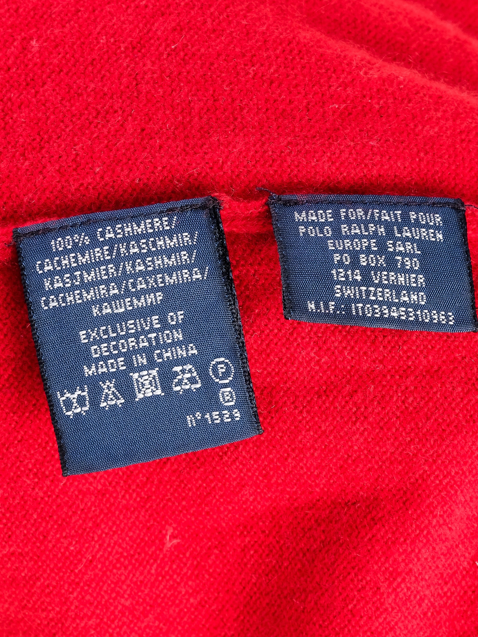 Excellent Ralph Lauren Red Cashmere Sweater Size S with Embroidery