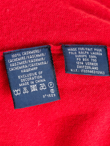 Excellent Ralph Lauren Red Cashmere Sweater Size S with Embroidery