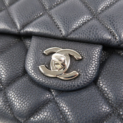 Chanel Black Cowhide Leather Clutch With Chain Silver Cross Shoulder Back Bag Calfskin (cowhide)