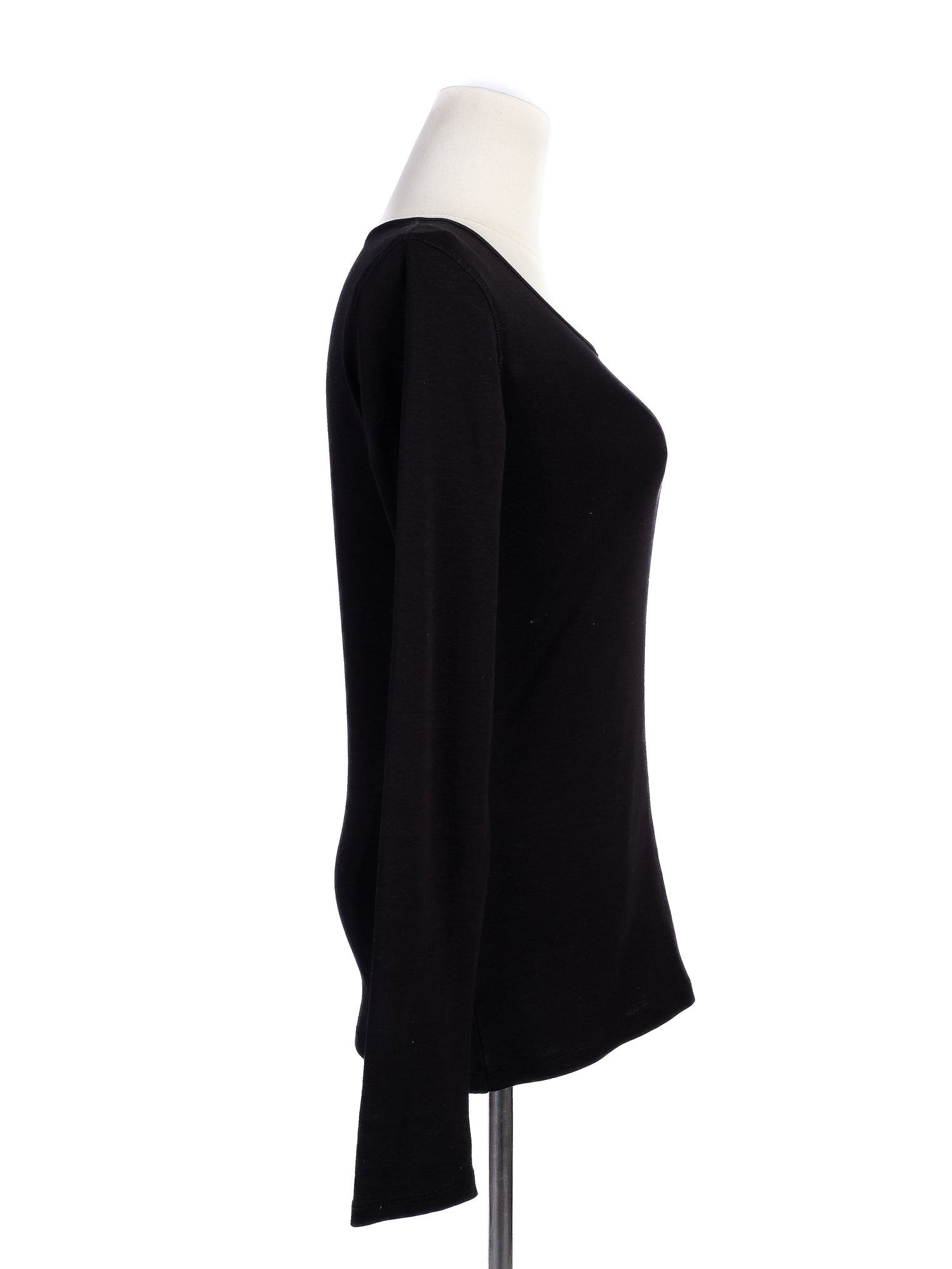 Excellent MaxCo Black Long-Sleeved Shirt Size S Cotton Natural