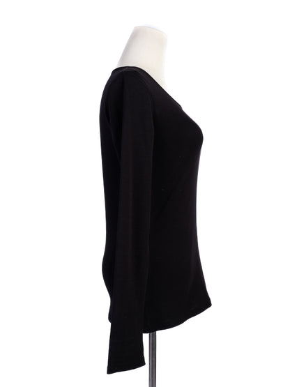 Excellent MaxCo Black Long-Sleeved Shirt Size S Cotton Natural