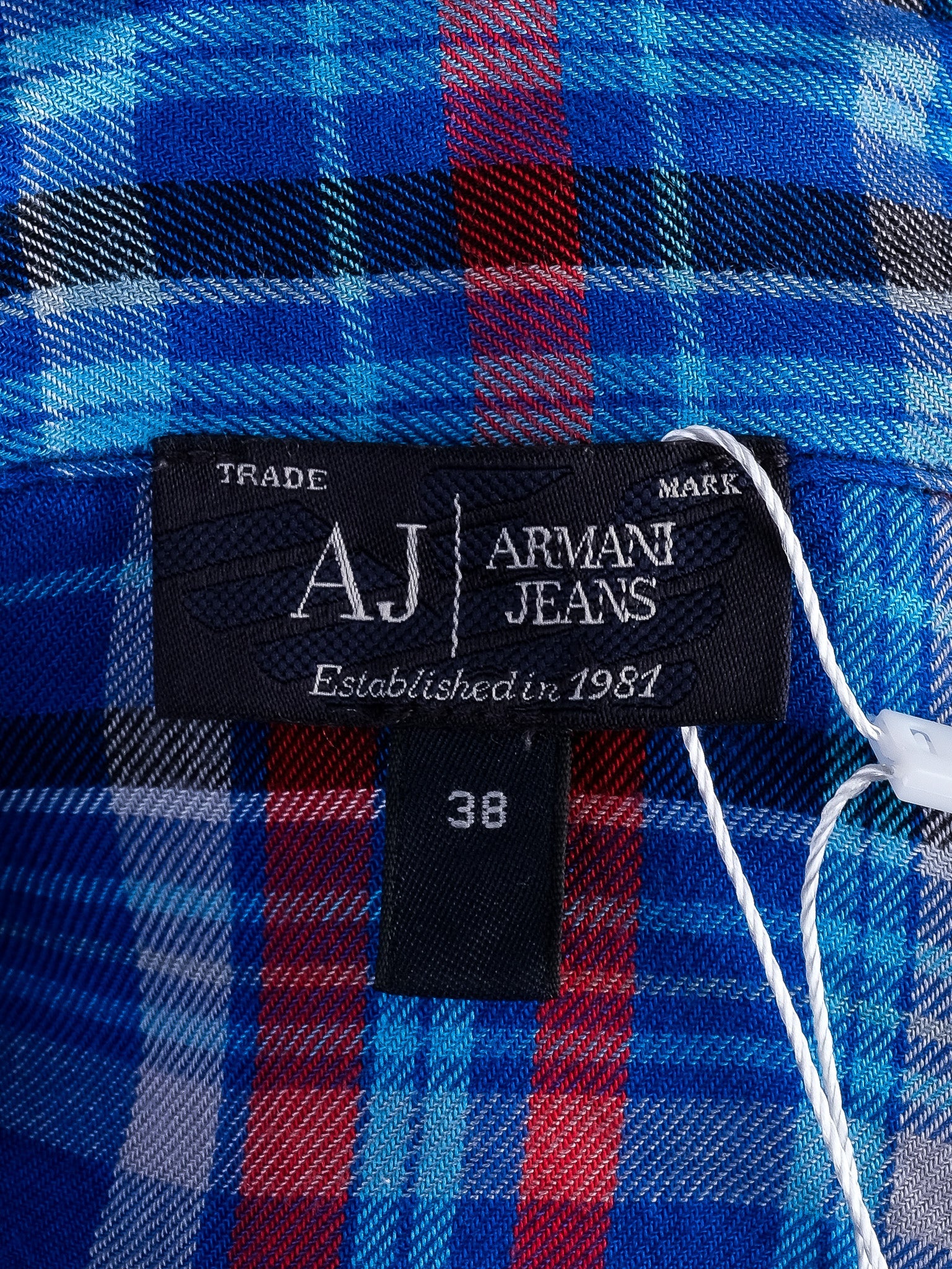 Excellent Armani Jeans Plaid Flannel Shirt Red Blue Size XS Women