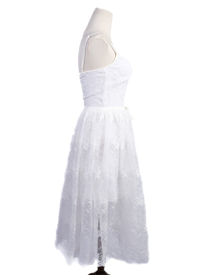 Excellent Isabel Garcia White Sheer Lace Dress Size XS
