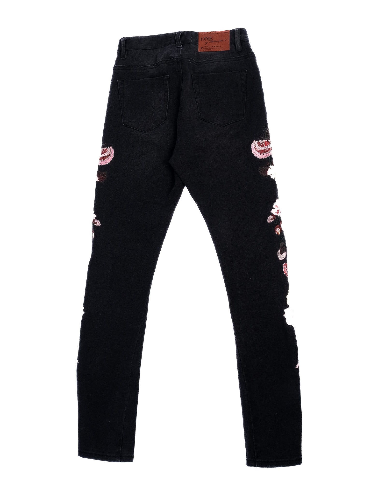 Excellent One X Onetespoon Black Floral Embroidered Jeans Size XS